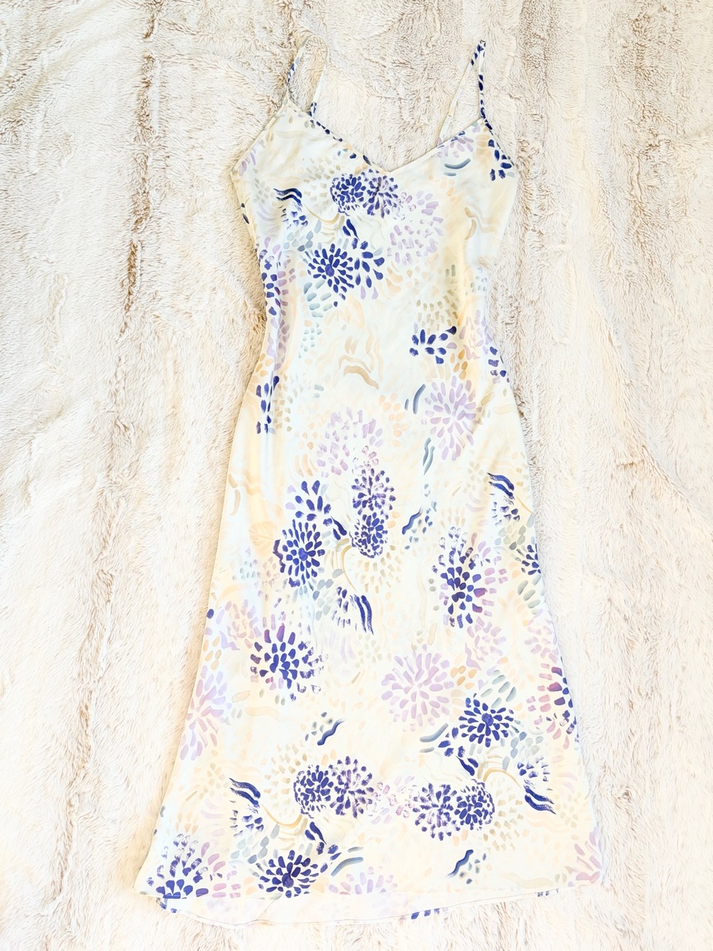Aritzia Wilfred Only Slip Midi Dress Char Ultramarine Floral Y2K Fairycore Euro